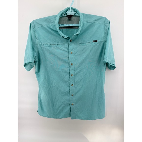 Eddie Bauer Mens XL Teal Fishing Shirt - Picture 2 of 7